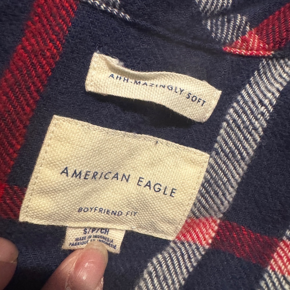 American Eagle Outfitters Navy and Red Plaid Jacket - Picture 3 of 5
